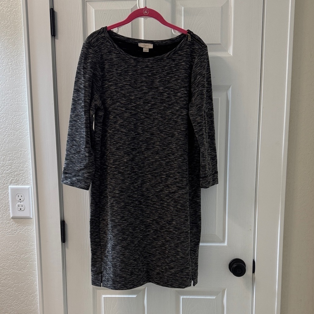 LOFT Outlet Women’s Charcoal Long Sleeve Knit Dress